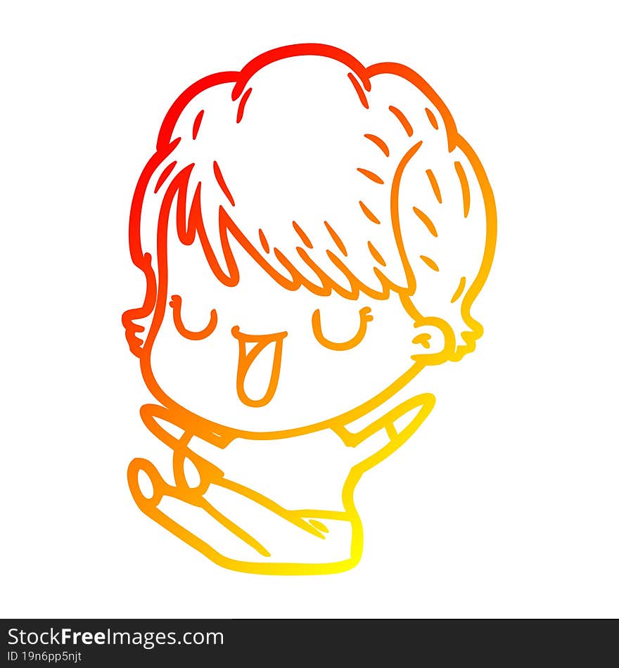 warm gradient line drawing of a cartoon woman talking