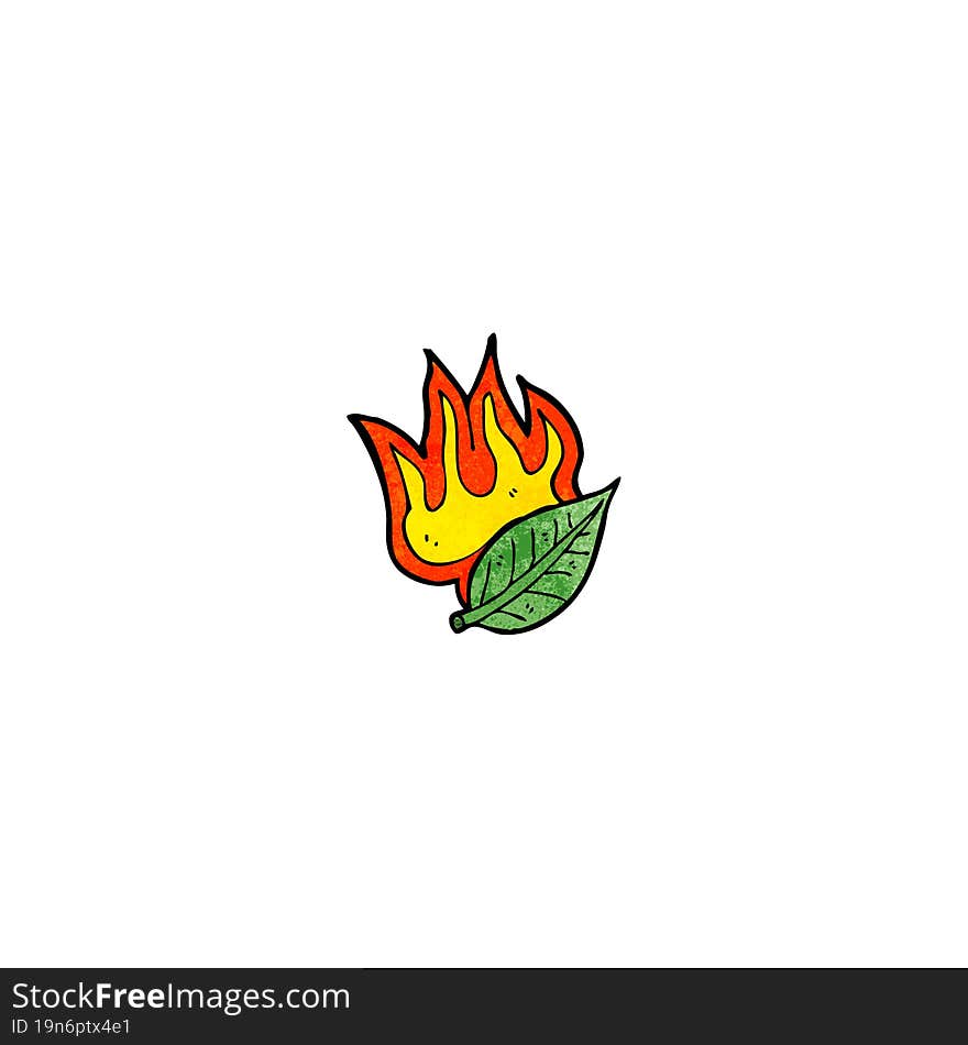 cartoon burning leaf