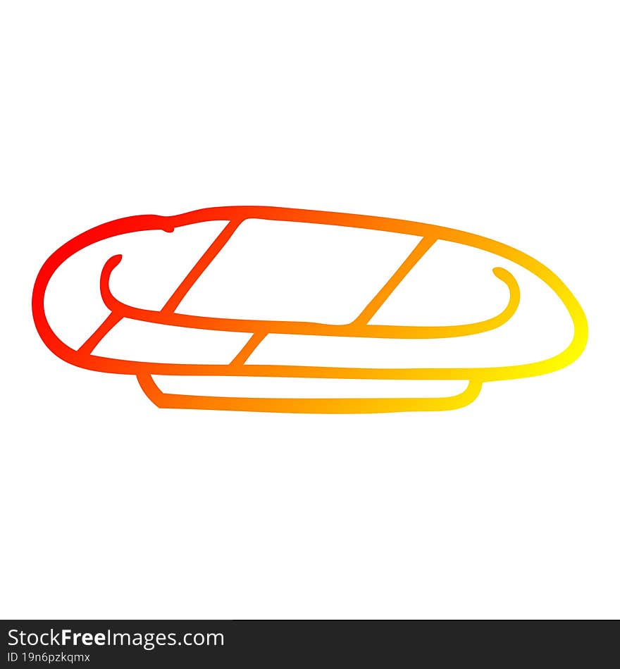 warm gradient line drawing of a cartoon striped plate