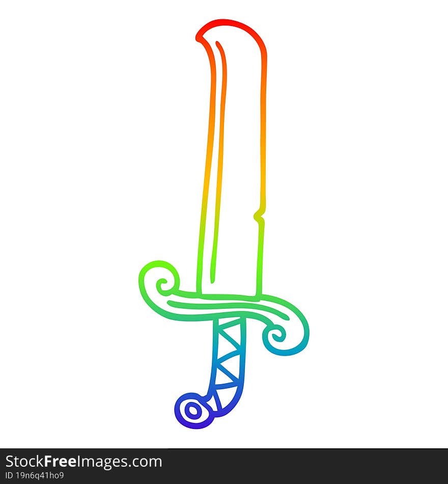 rainbow gradient line drawing cartoon long sword