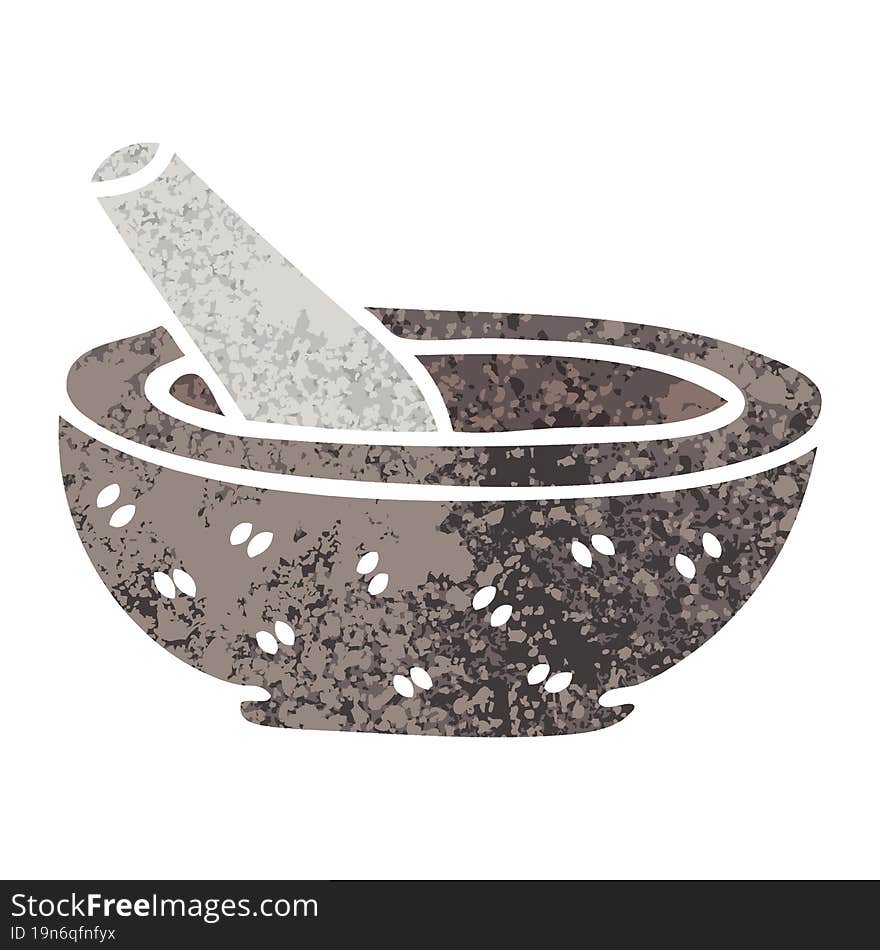 quirky retro illustration style cartoon pestle and mortar