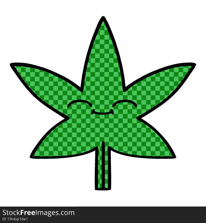 Comic Book Style Cartoon Marijuana Leaf