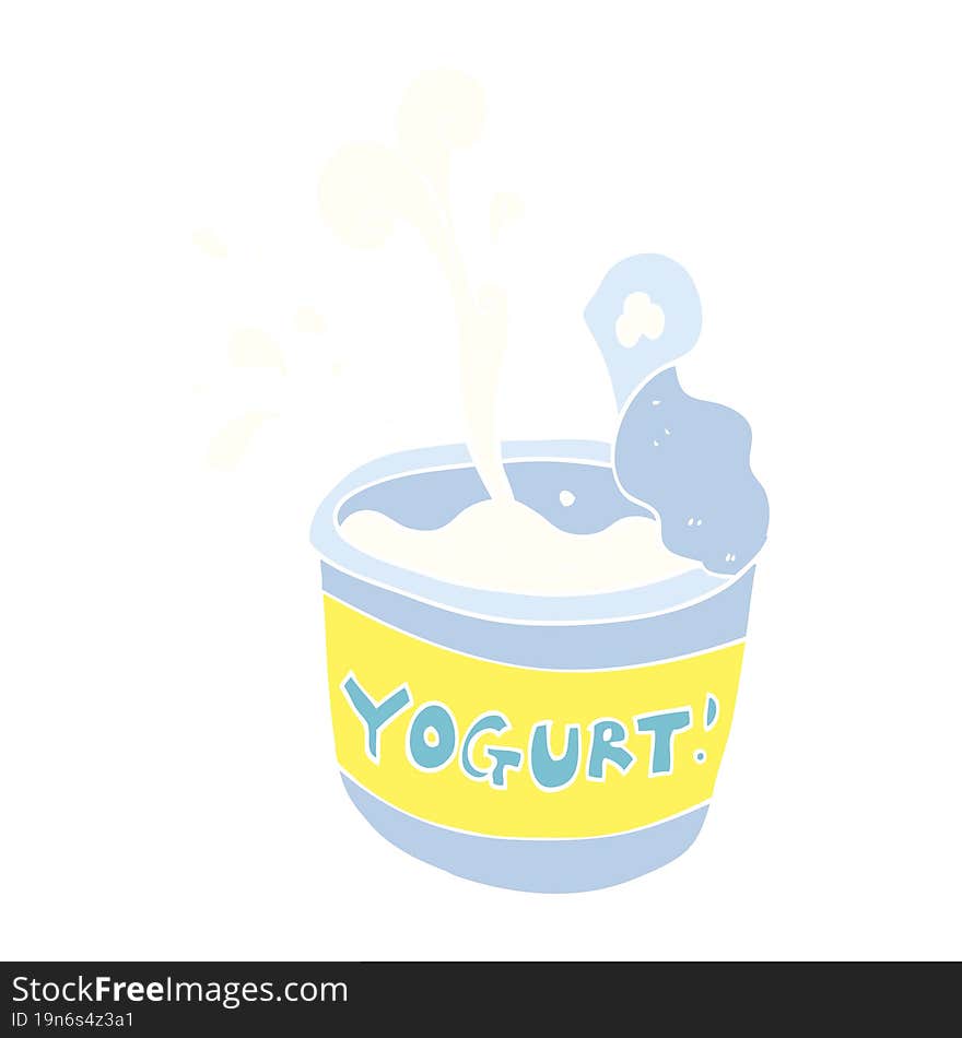 flat color illustration of a cartoon yogurt