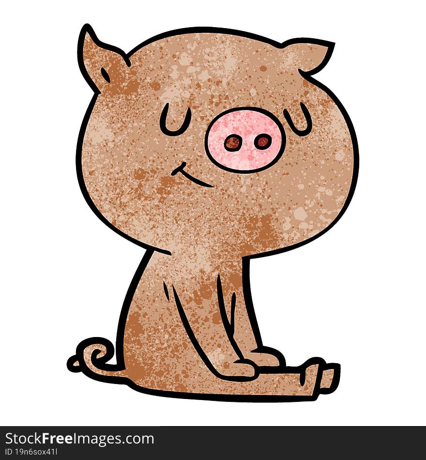 happy cartoon pig sitting. happy cartoon pig sitting