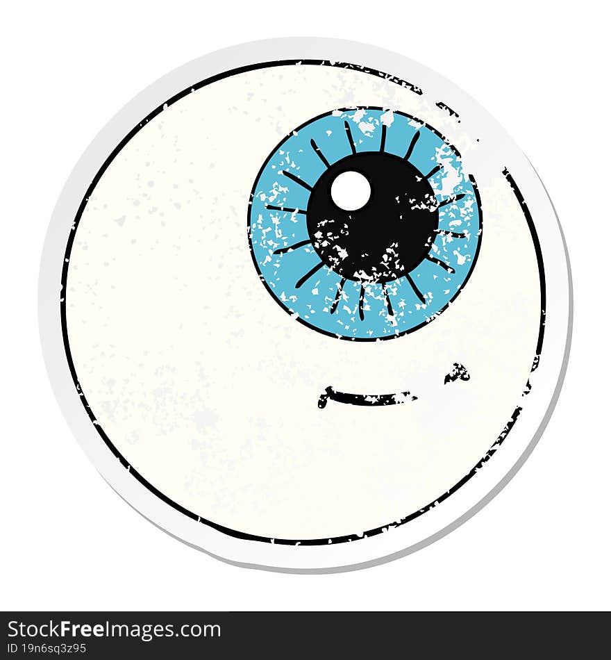 distressed sticker of a cartoon eyeball