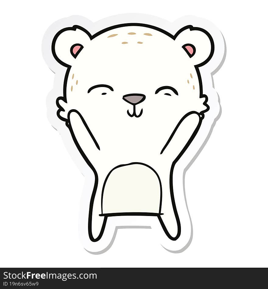 sticker of a happy cartoon polar bear