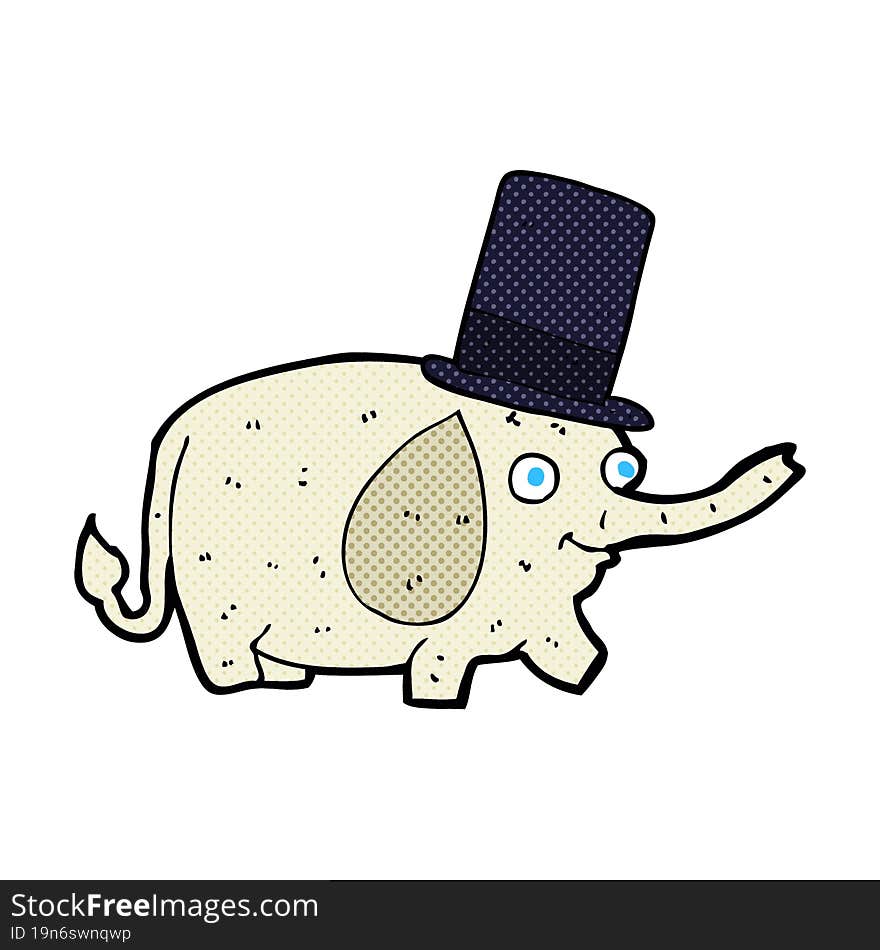 cartoon elephant wearing top hat