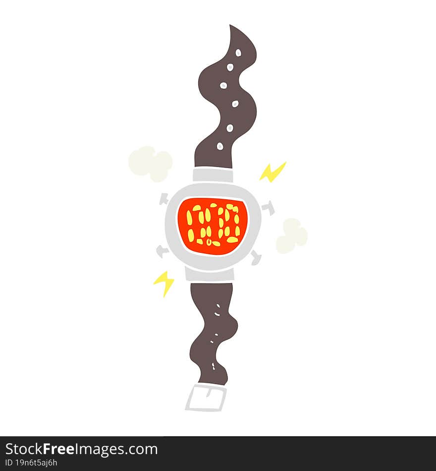 flat color illustration of a cartoon wrist watch