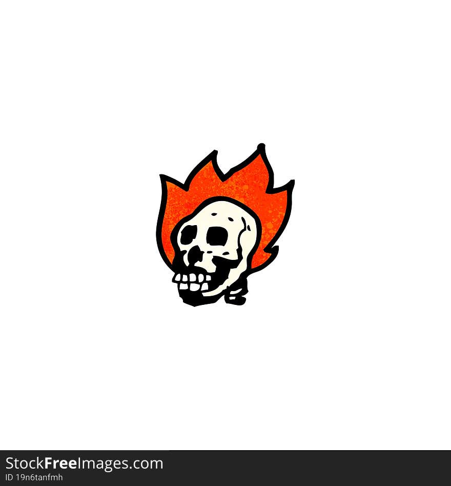 cartoon flaming skull