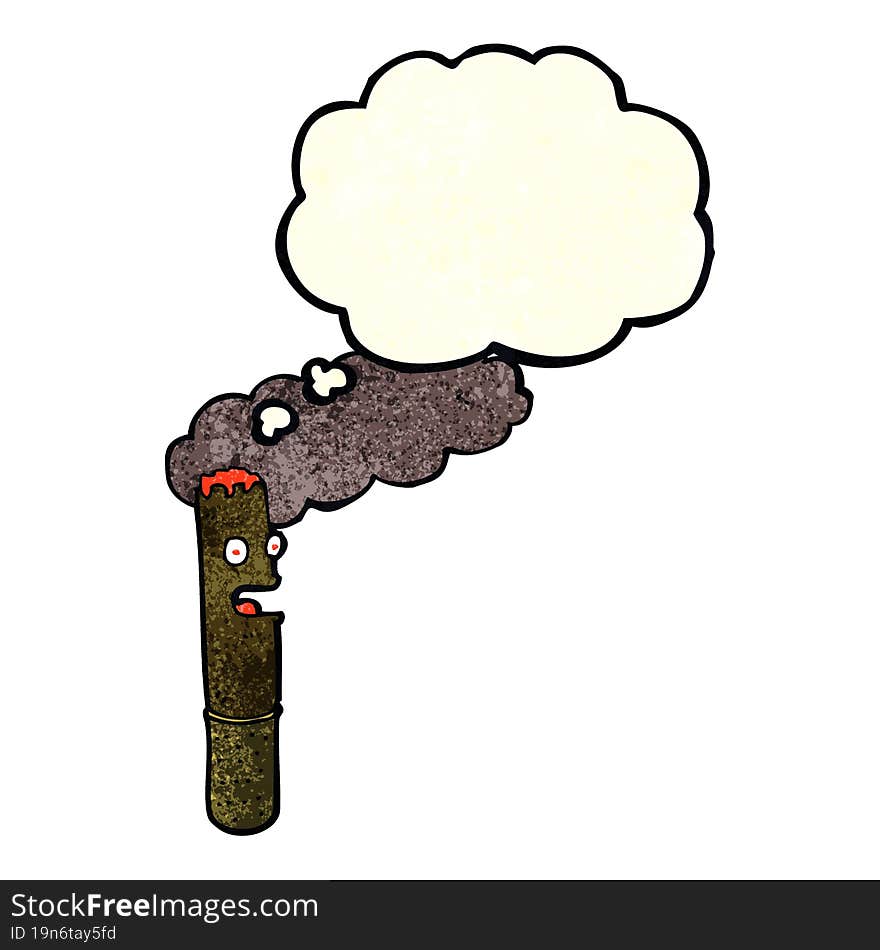 cartoon cigar with thought bubble