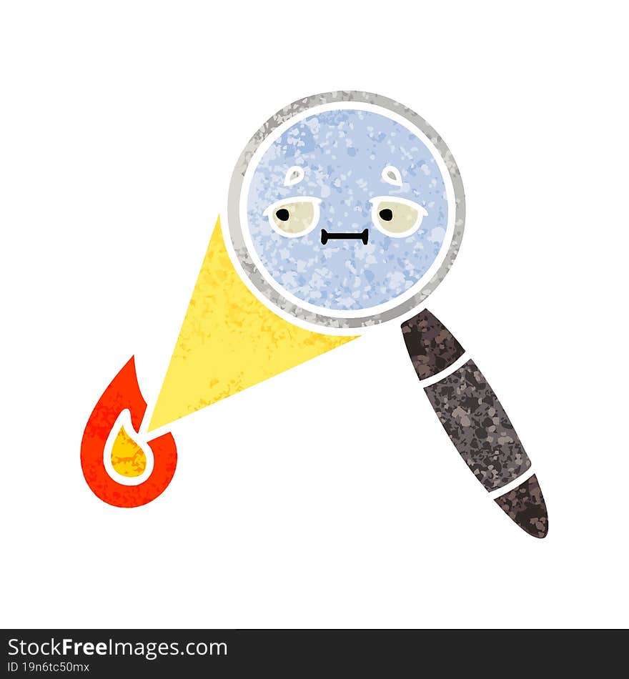 retro illustration style cartoon magnifying glass