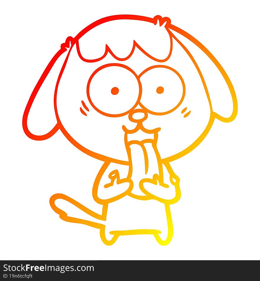 Warm Gradient Line Drawing Cute Cartoon Dog