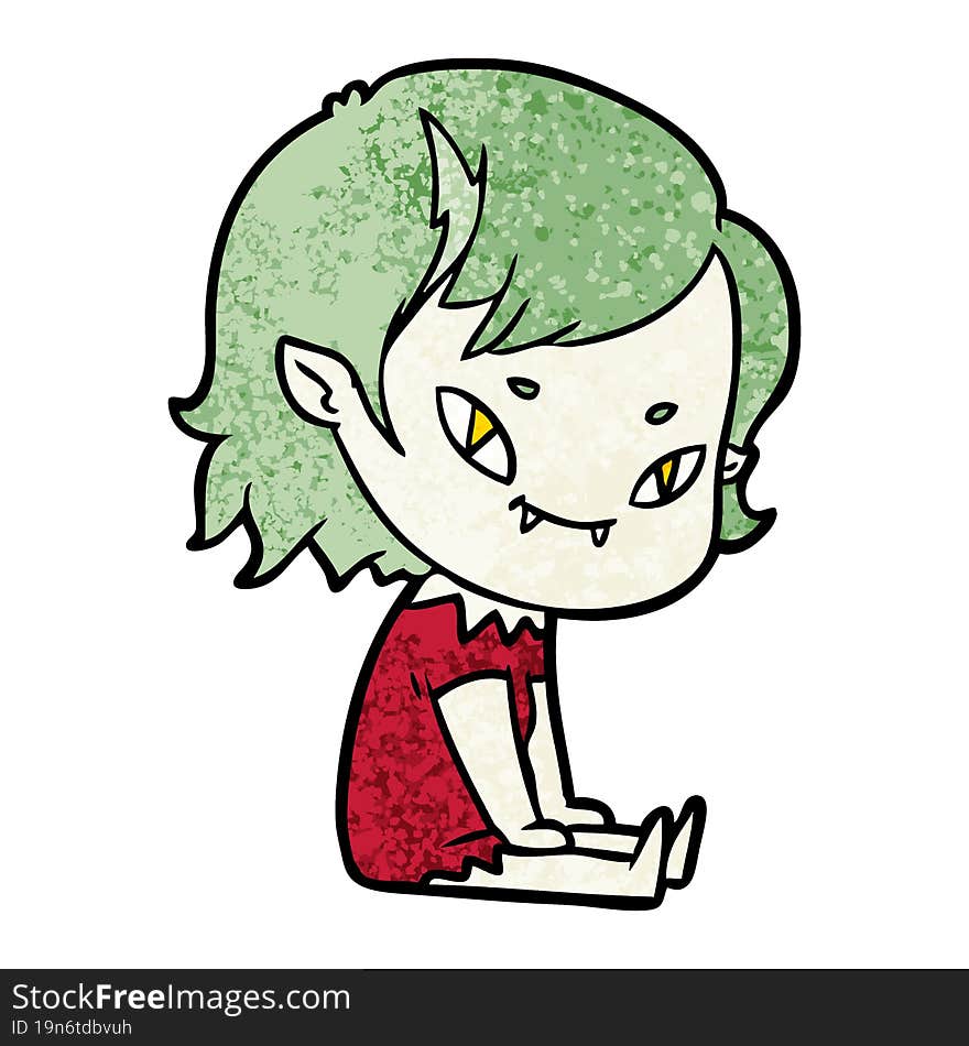 cartoon friendly vampire girl sat down. cartoon friendly vampire girl sat down