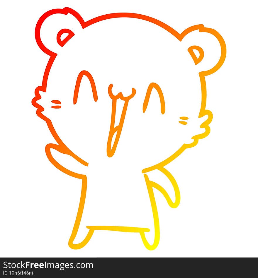 warm gradient line drawing happy polar bear cartoon