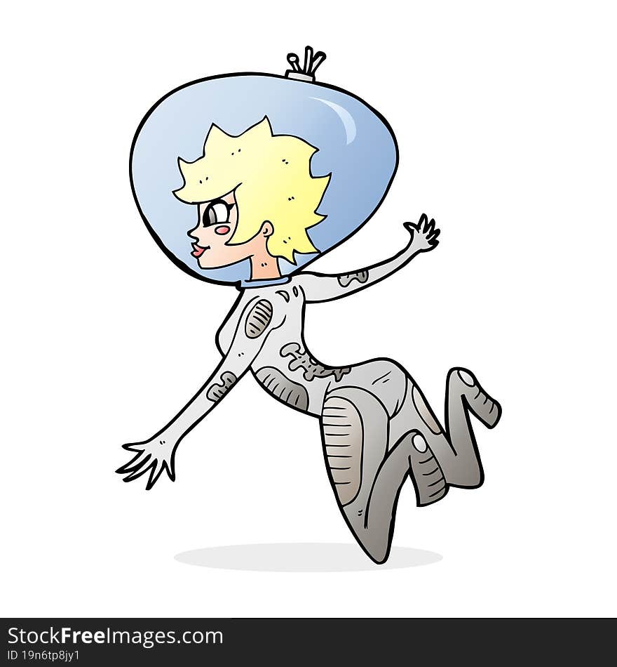 cartoon space woman