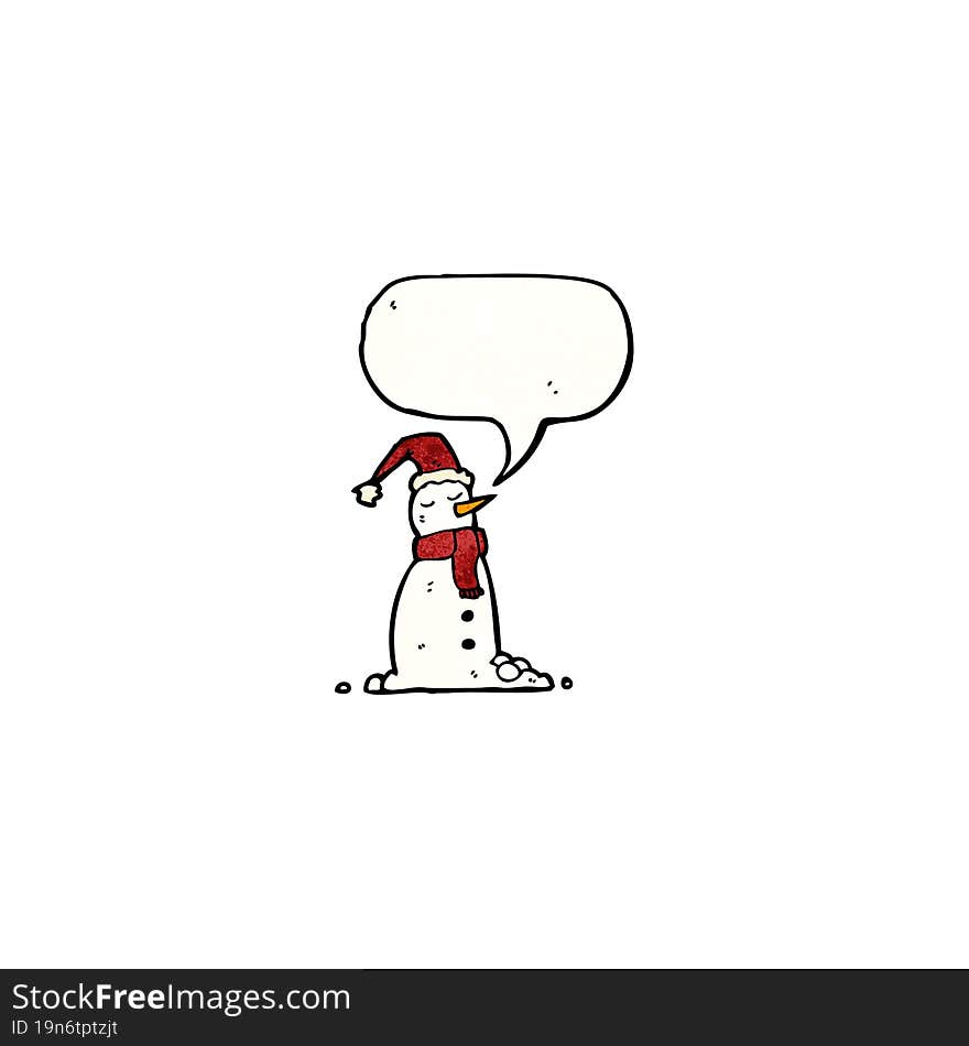 cartoon snowman with speech bubble