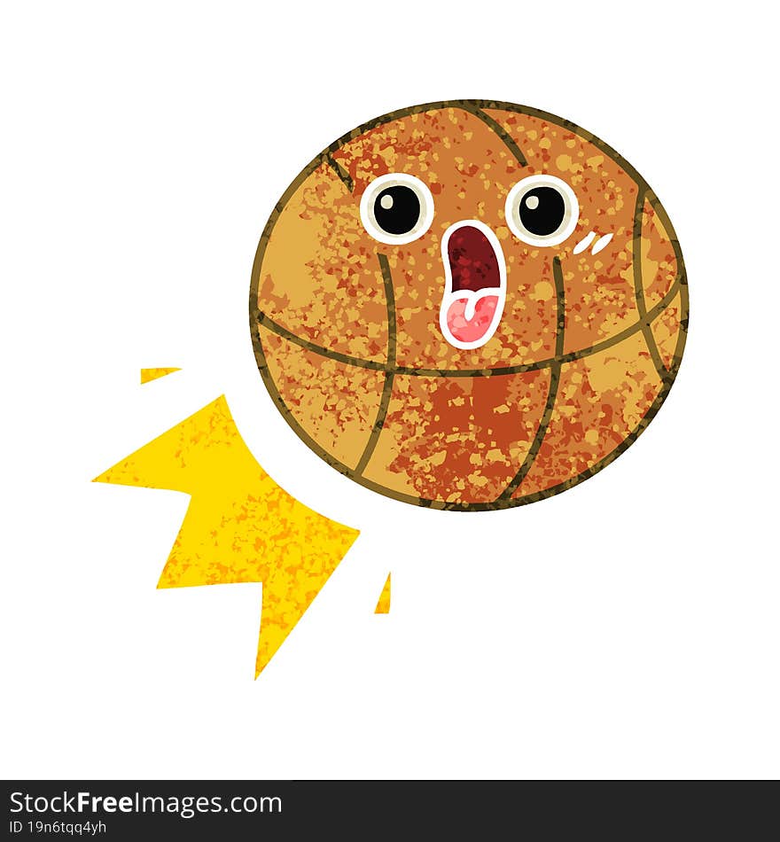 retro illustration style cartoon of a basketball