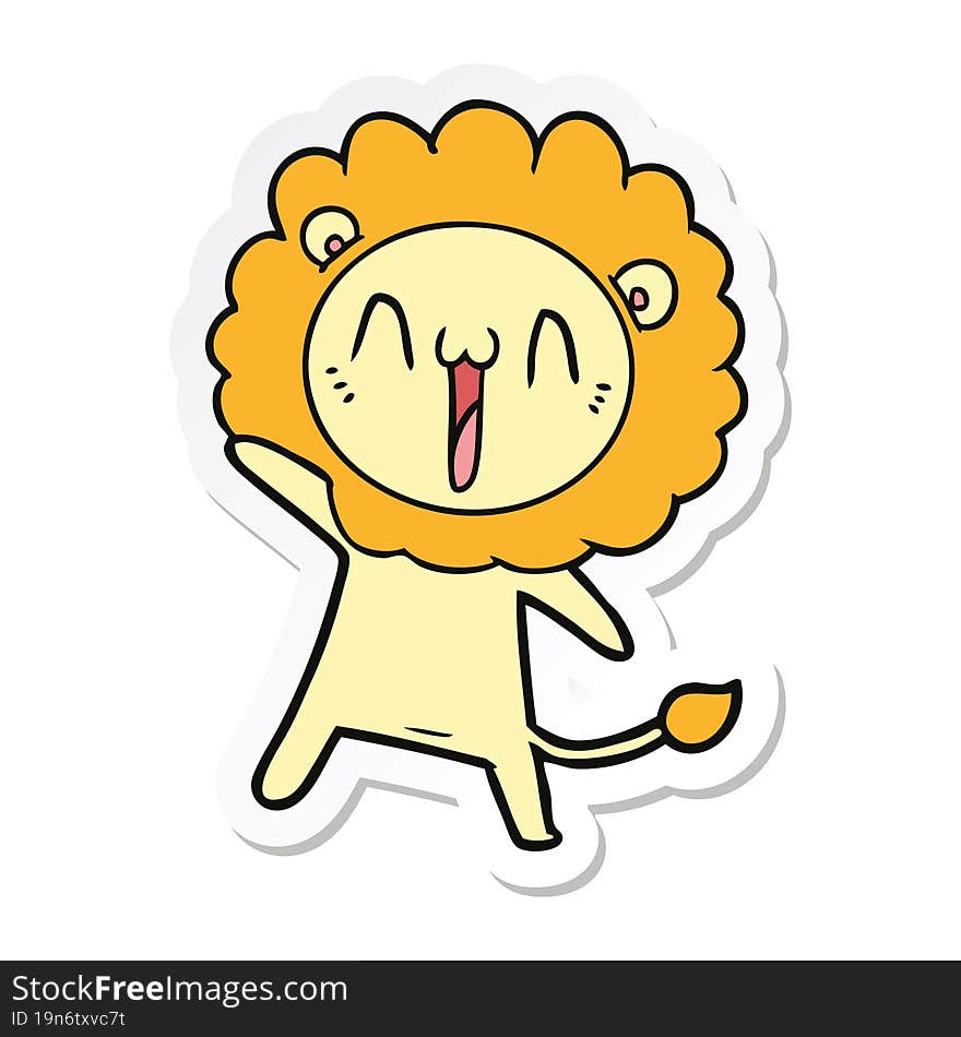 sticker of a happy cartoon lion