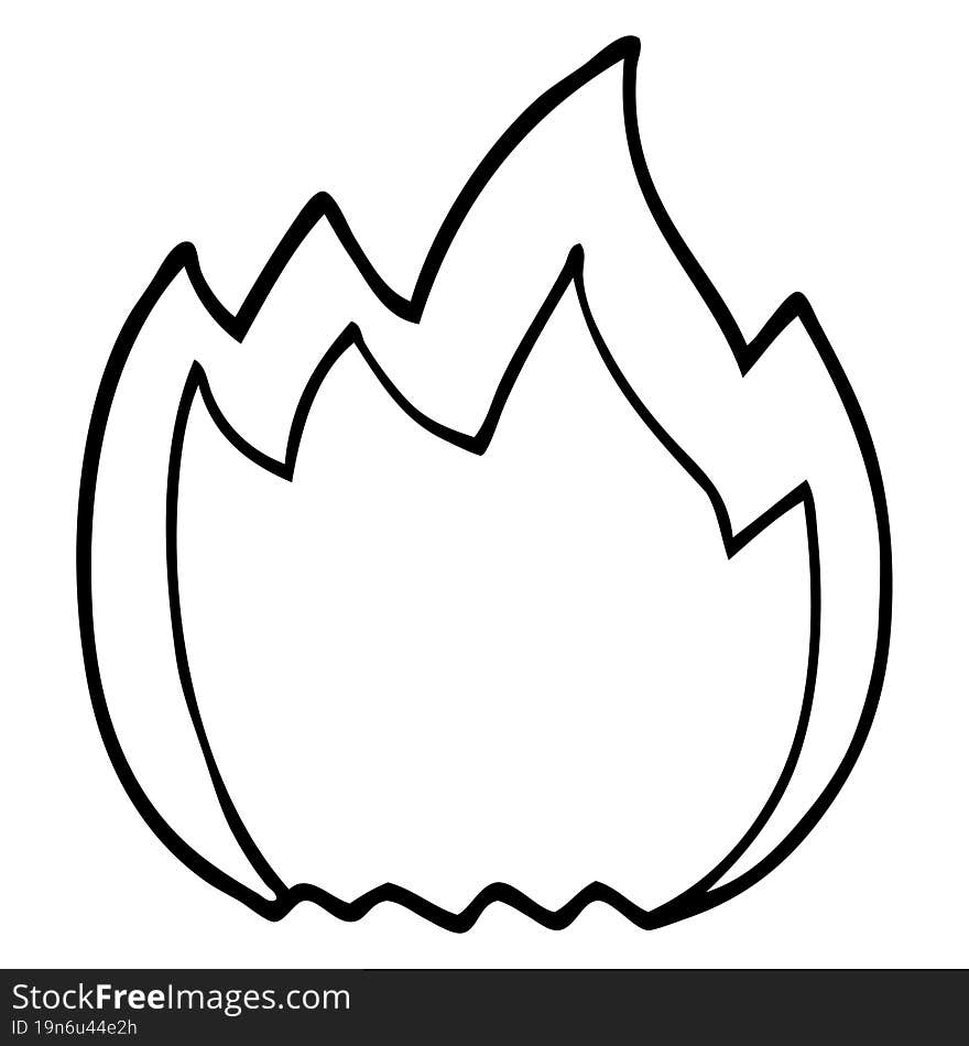 line drawing cartoon open flame