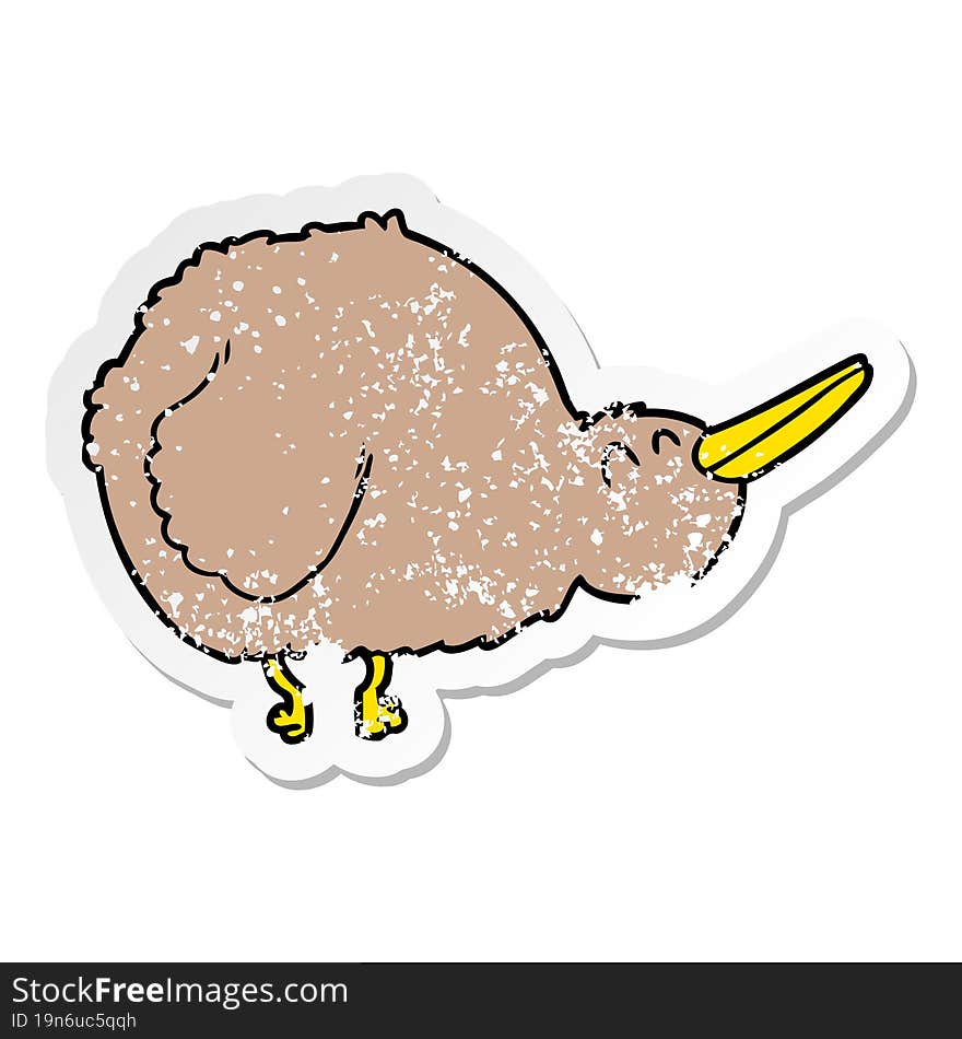 distressed sticker of a cartoon kiwi bird