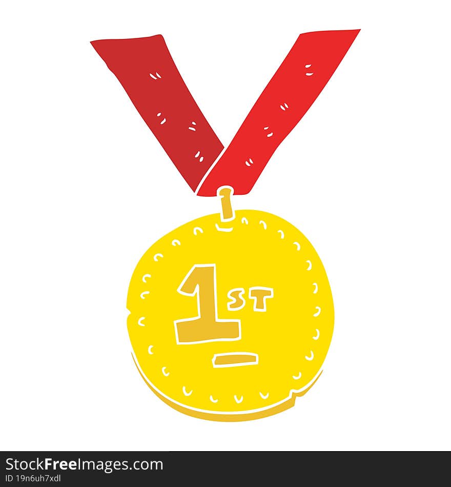 flat color illustration of first place medal. flat color illustration of first place medal