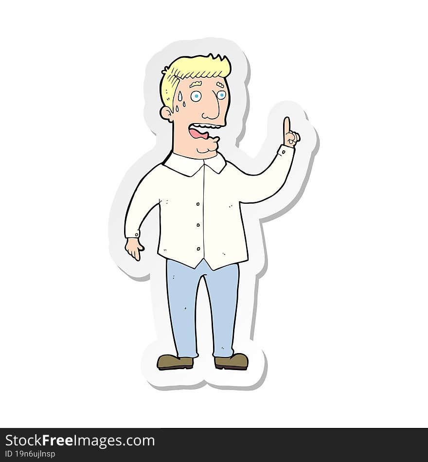 sticker of a cartoon stressed man