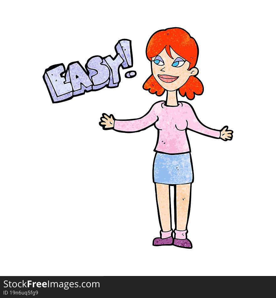 Cartoon Woman Saying Easy