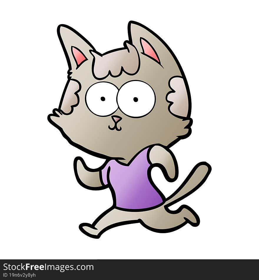 happy cartoon cat jogging. happy cartoon cat jogging