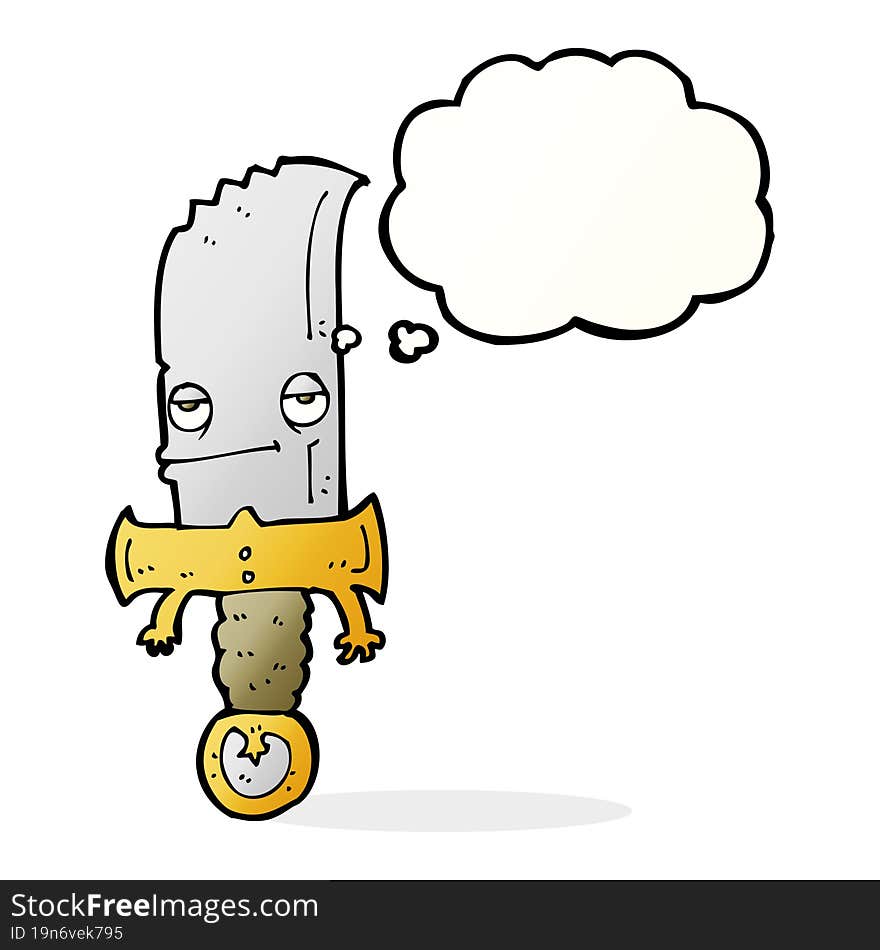 Knife Cartoon Character With Thought Bubble