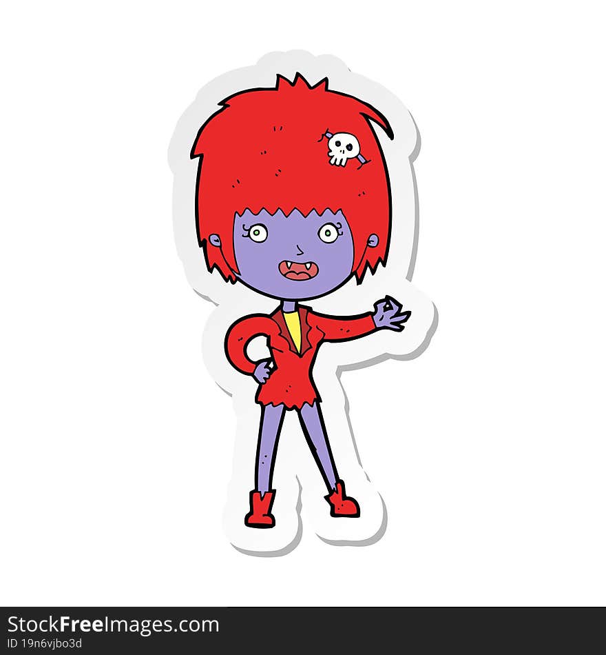 sticker of a cartoon vampire girl