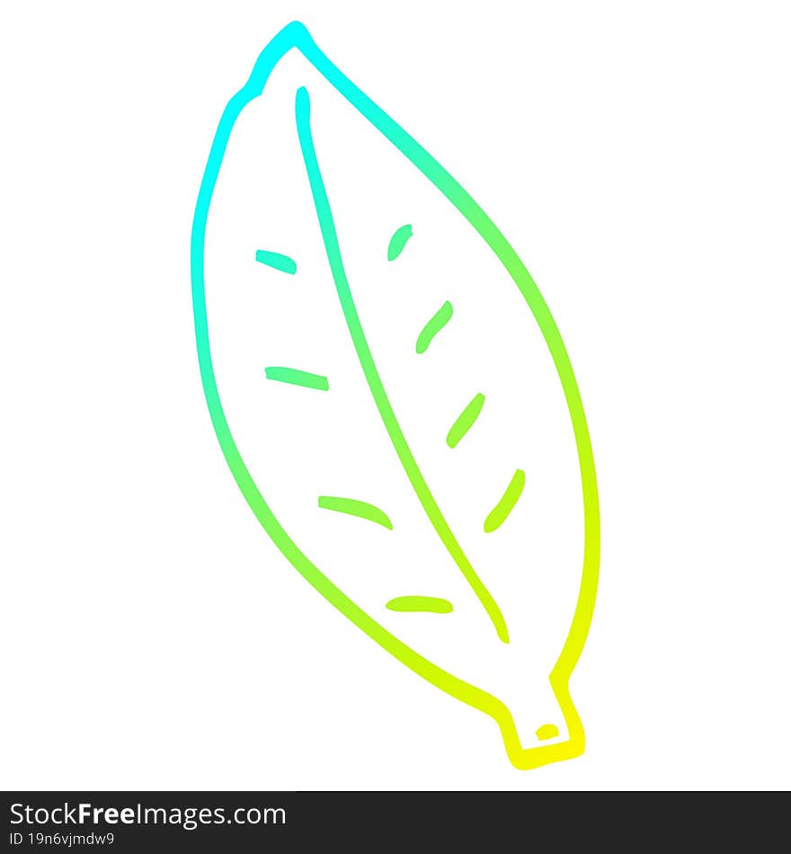 cold gradient line drawing of a cartoon leaf