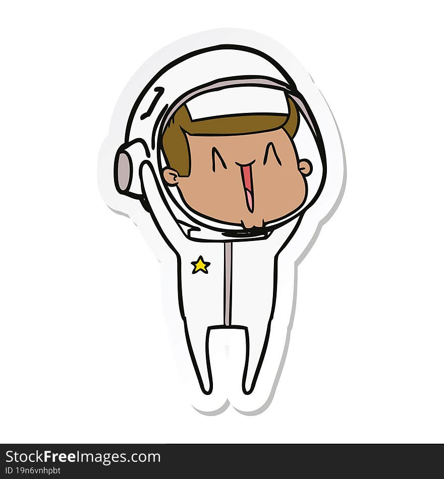 Sticker Of A Happy Cartoon Astronaut