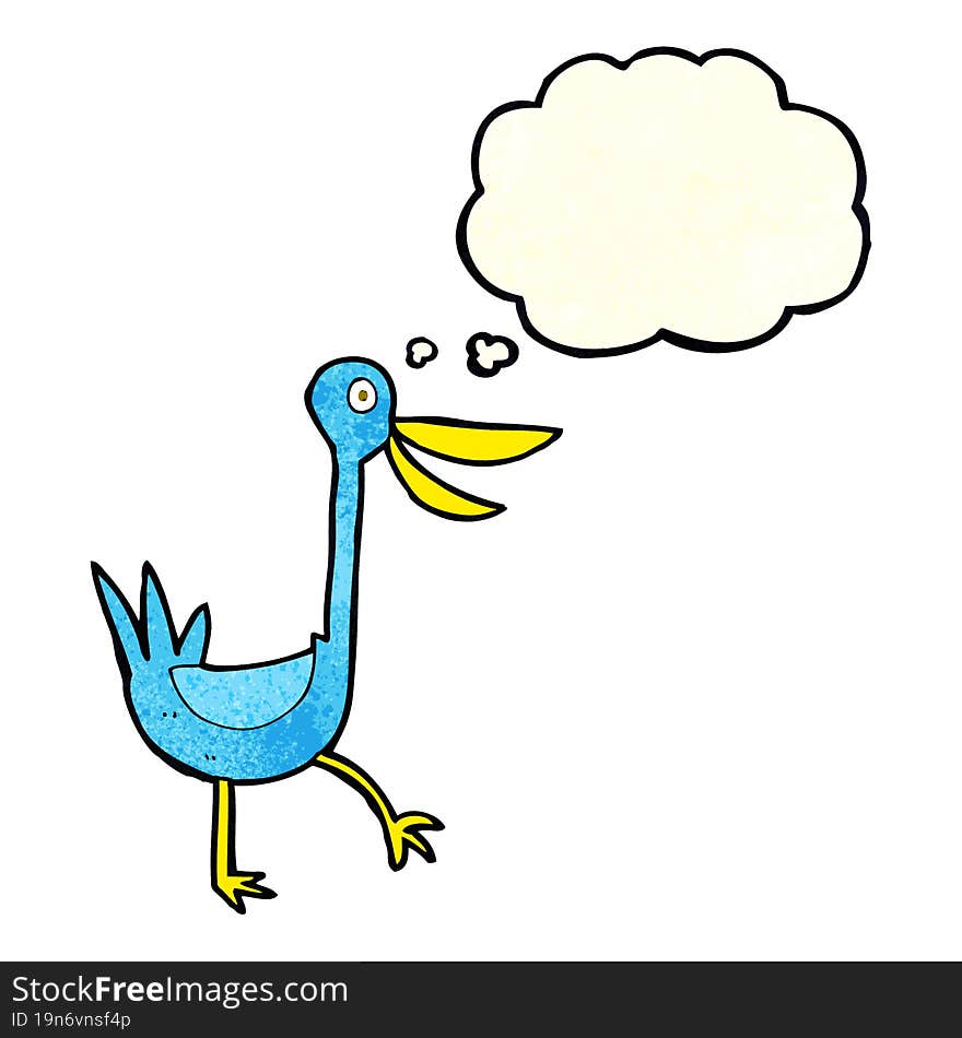 funny cartoon duck with thought bubble