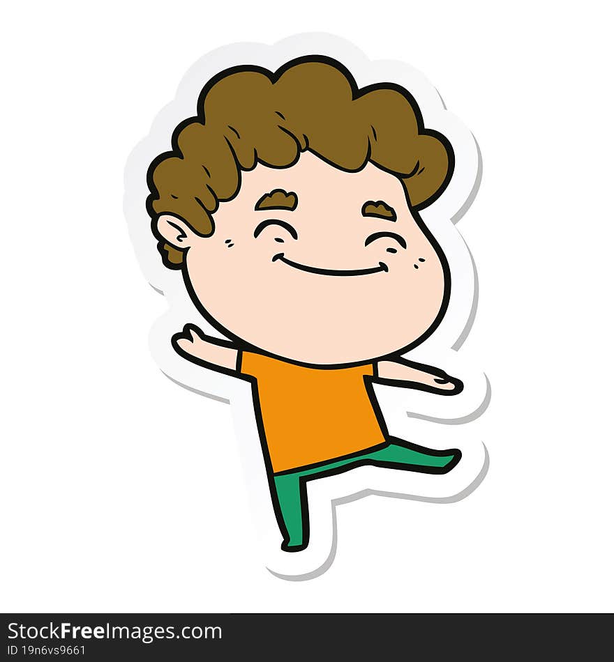 sticker of a cartoon friendly man