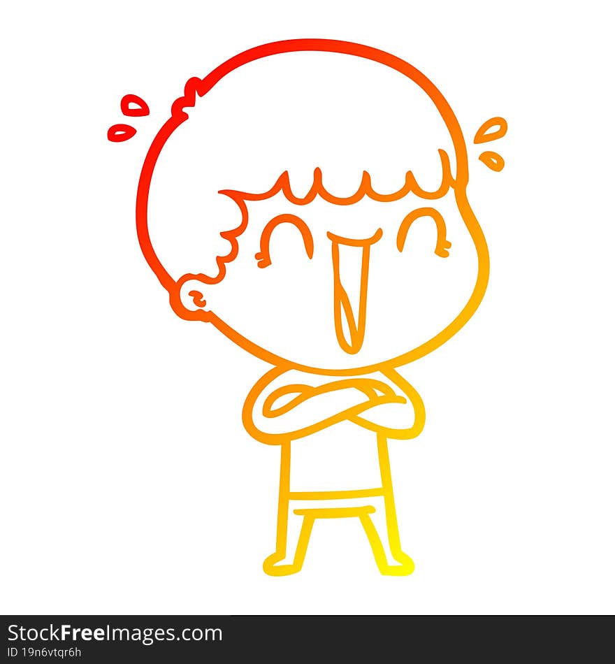 Warm Gradient Line Drawing Laughing Cartoon Man