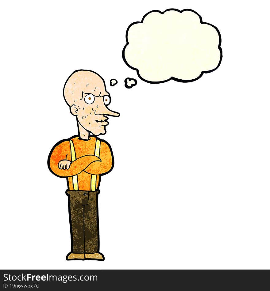 Cartoon Mean Old Man With Thought Bubble