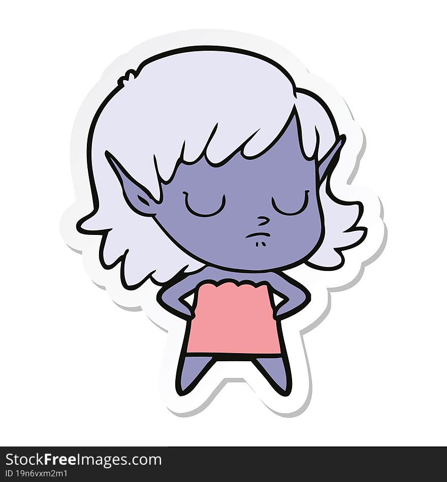 sticker of a cartoon elf girl