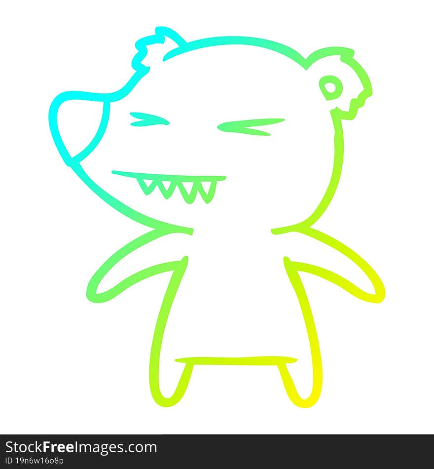 cold gradient line drawing angry bear cartoon