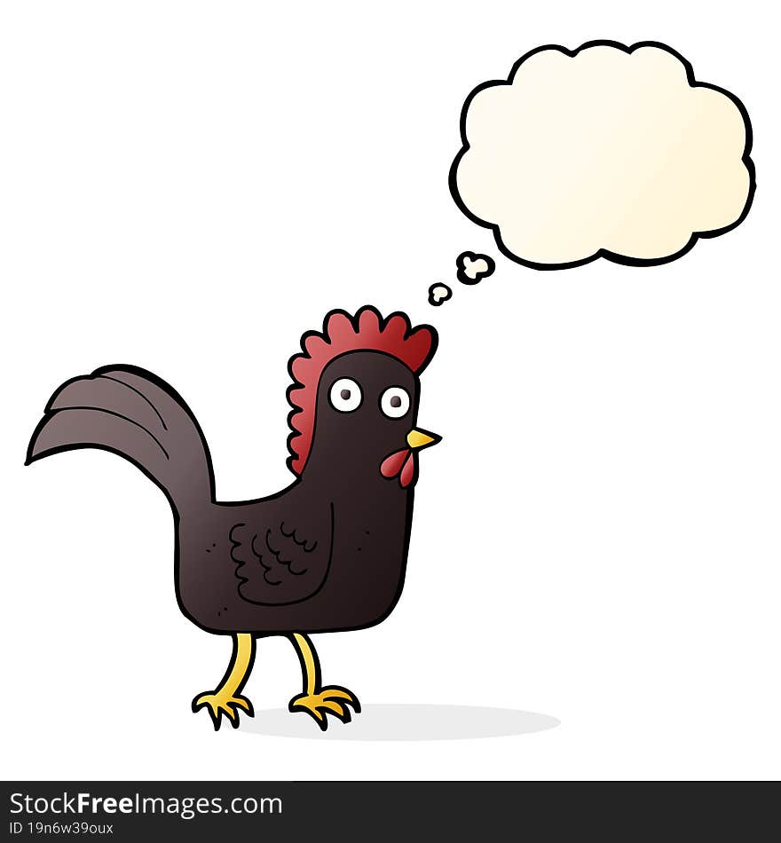 cartoon chicken with thought bubble