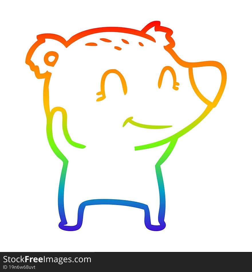 rainbow gradient line drawing smiling polar bear cartoon