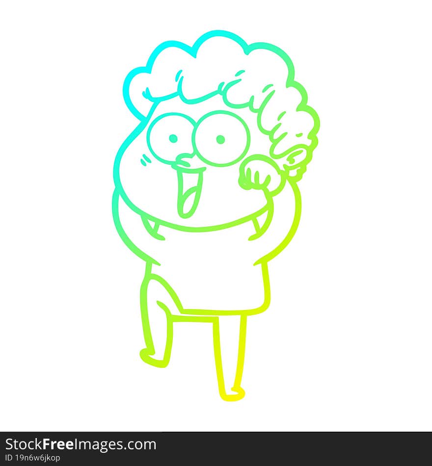 cold gradient line drawing cartoon happy man