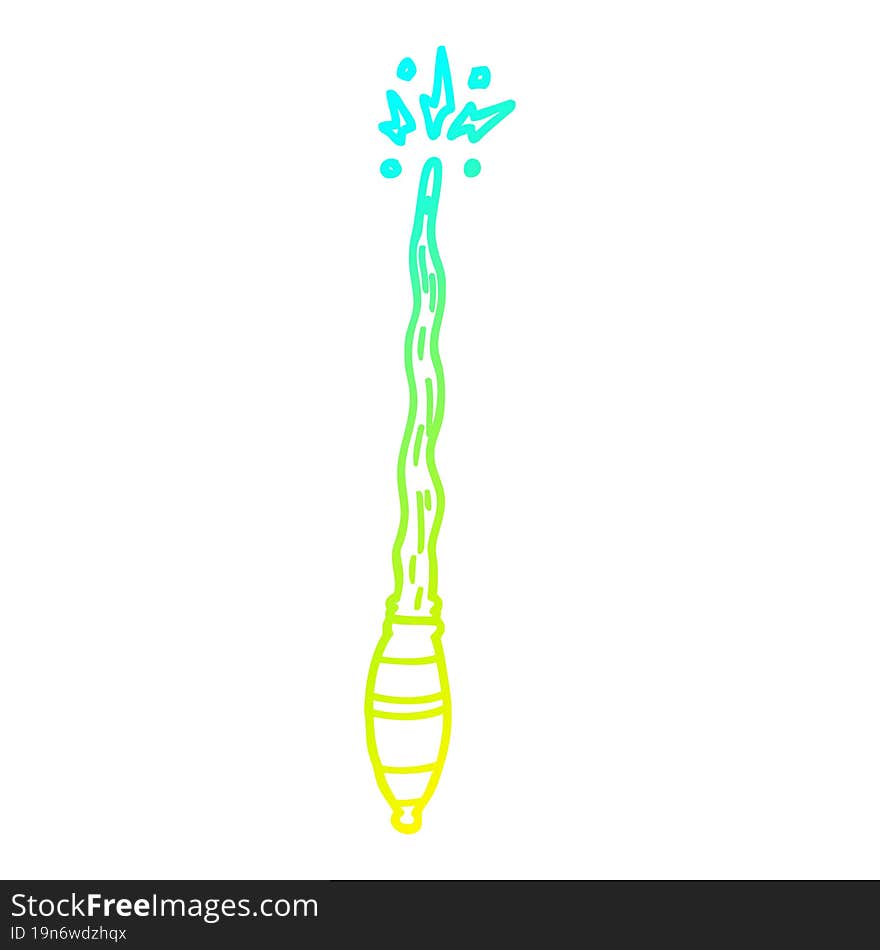 cold gradient line drawing of a cartoon magic wand