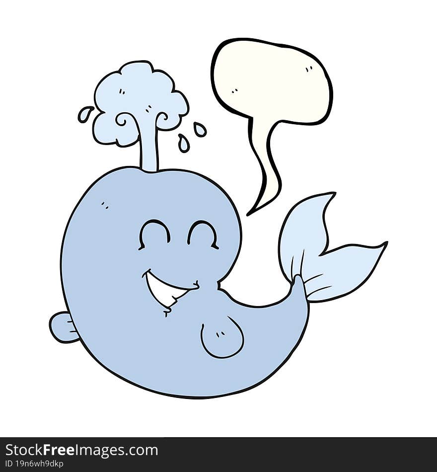 freehand drawn speech bubble cartoon whale spouting water