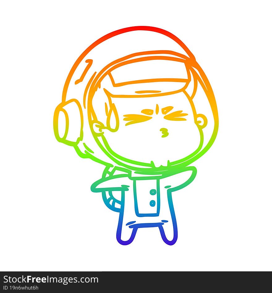 rainbow gradient line drawing cartoon stressed astronaut