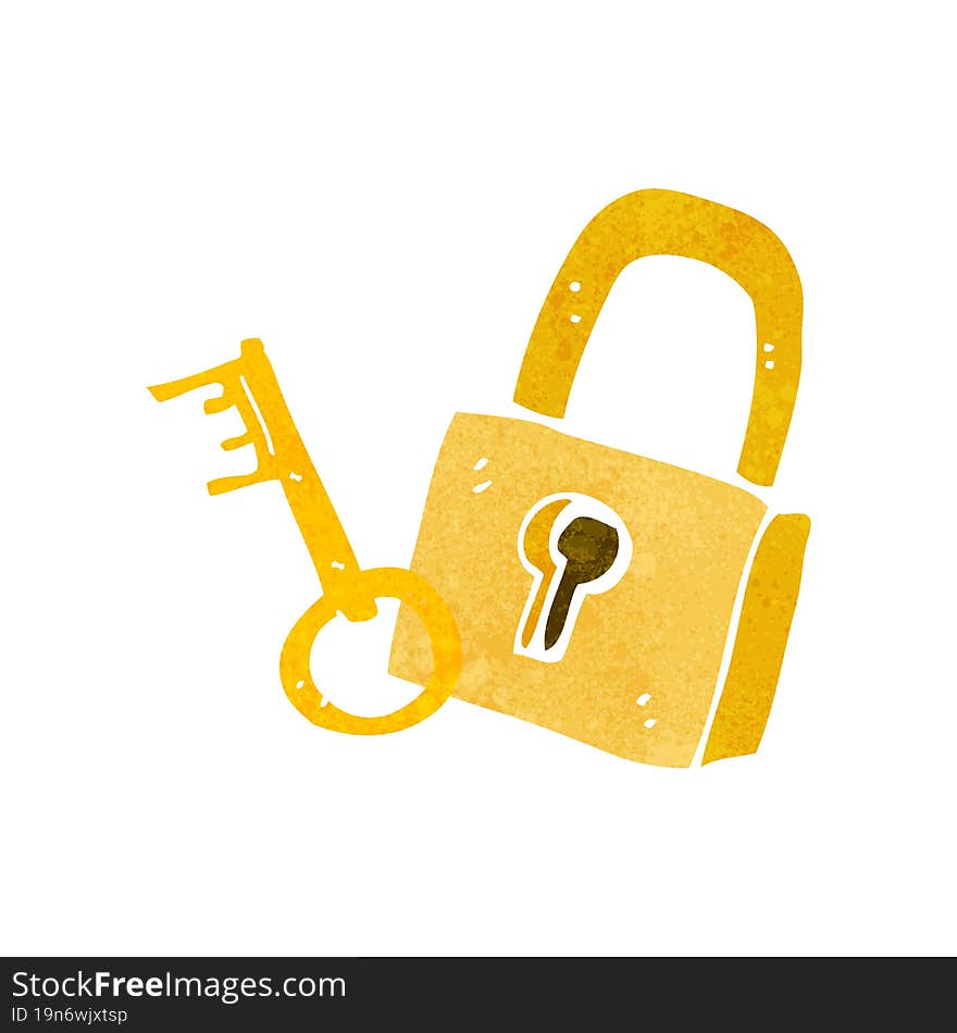 cartoon padlock and key