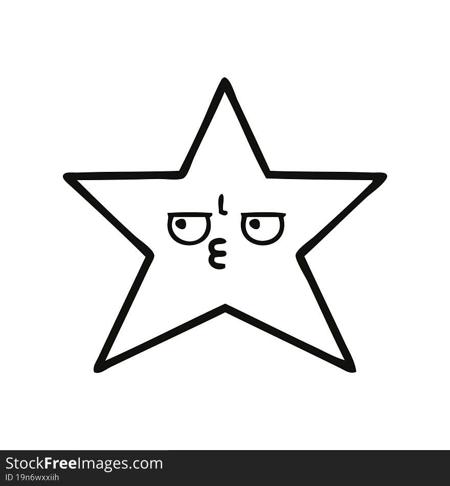 Line Drawing Cartoon Gold Star