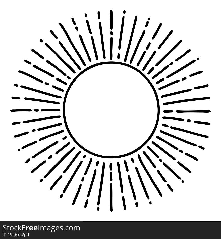 Black Line Tattoo Of A Sun