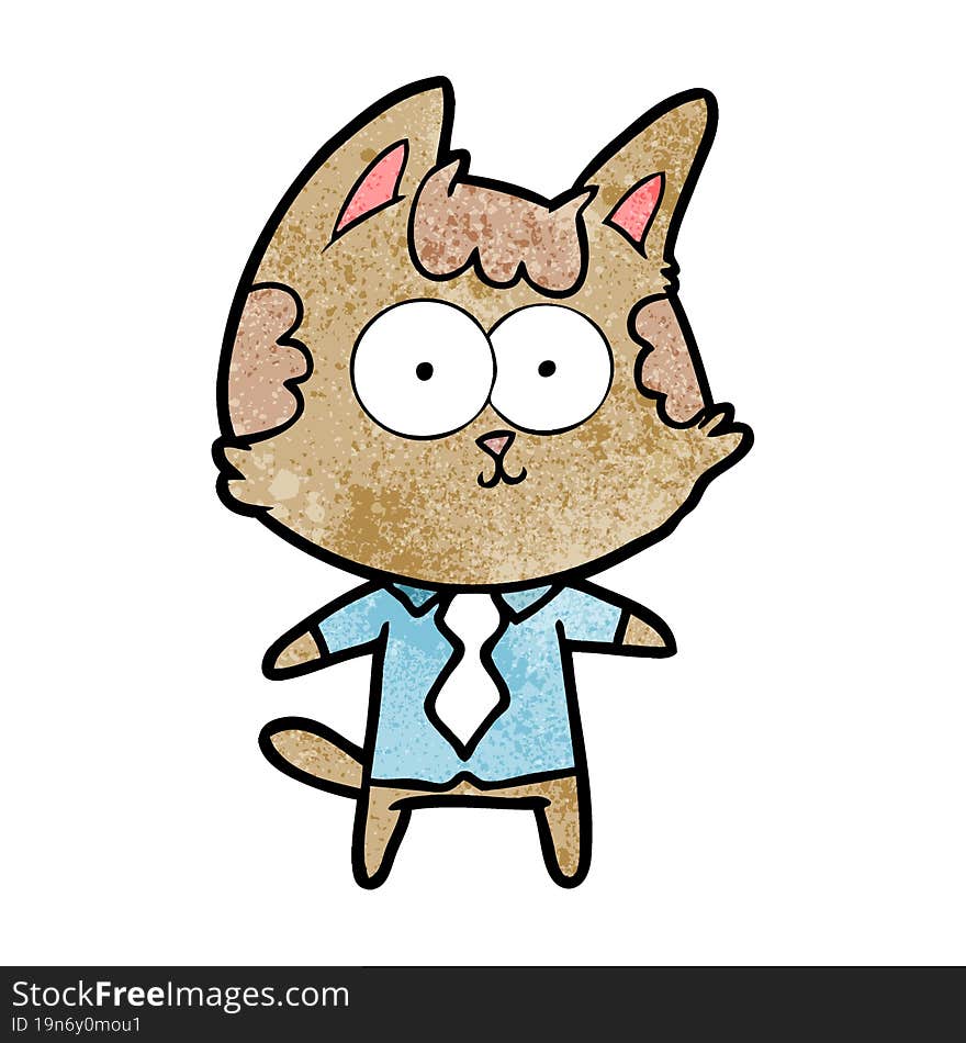 happy cartoon cat office worker. happy cartoon cat office worker