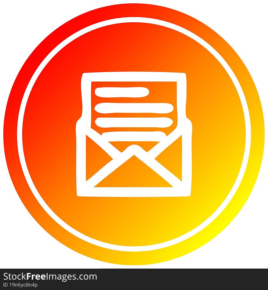 envelope letter circular in hot gradient spectrum