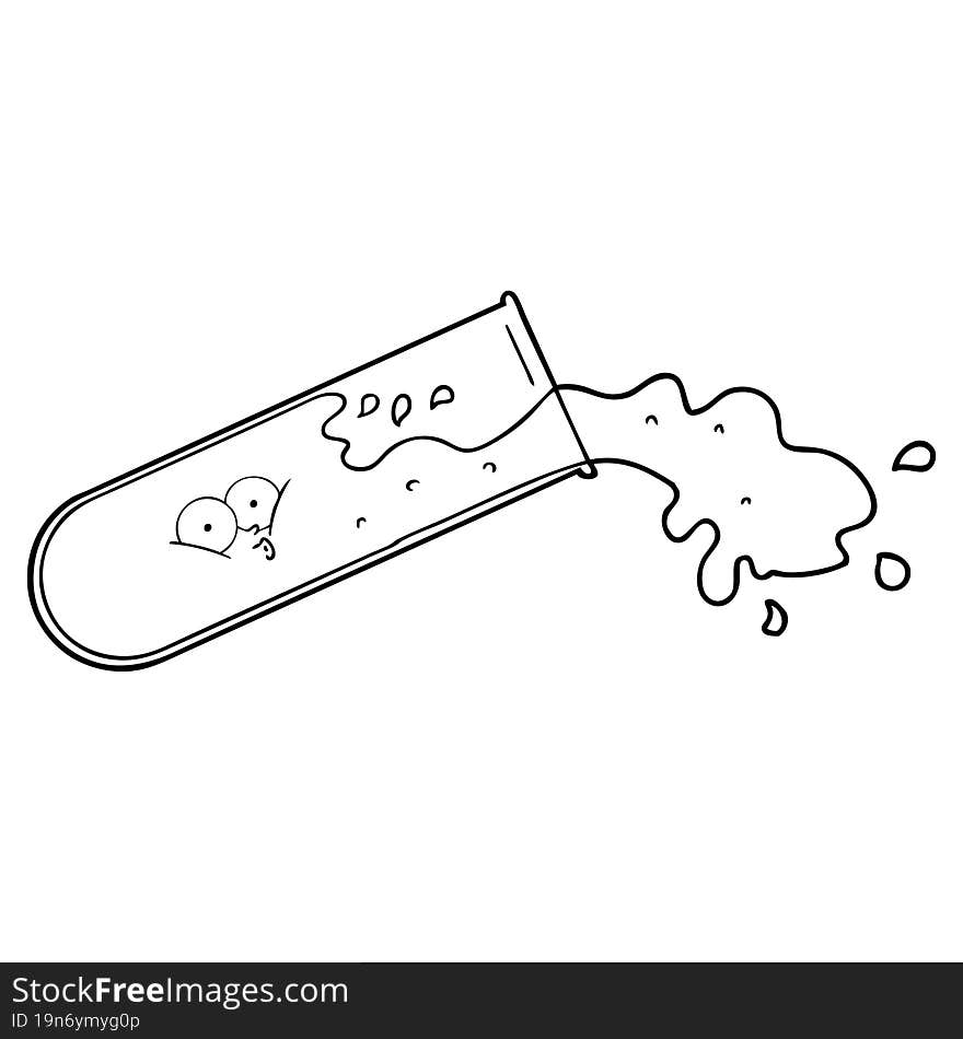 cartoon test tube spilling. cartoon test tube spilling